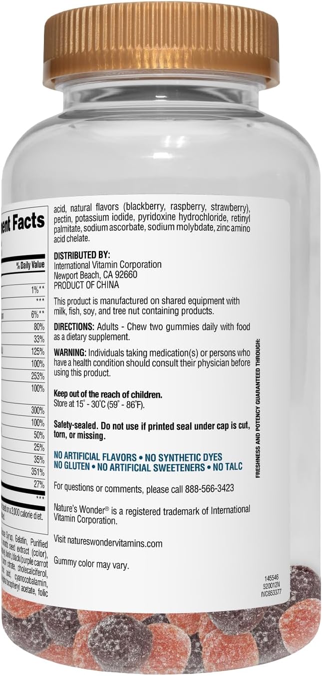 Nature's Wonder Men's Multivitamin Gummies, Supports Immune Health, Energy, Metabolism and Muscles with Vitamins A,C,D,B6,B12, 75 Day Supply, 150 Count