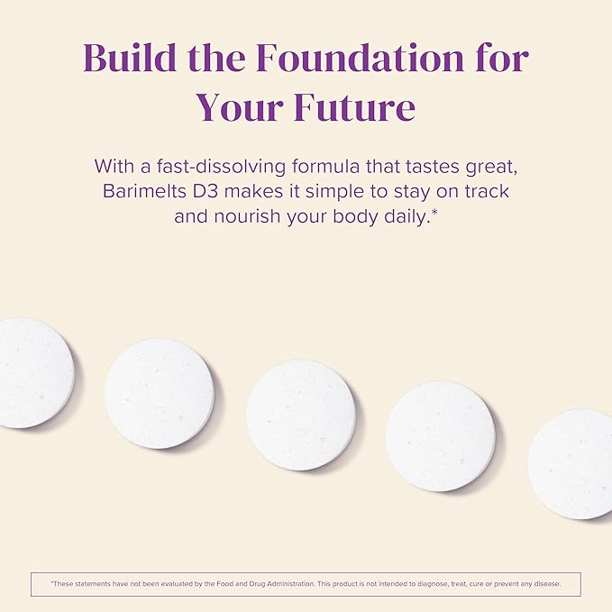 BariMelts Vitamin D3 5000 IU - 90 Fast-Dissolving Tablets (3-Month Supply) - Bariatric Vitamins for Women, Natural Apple Flavor