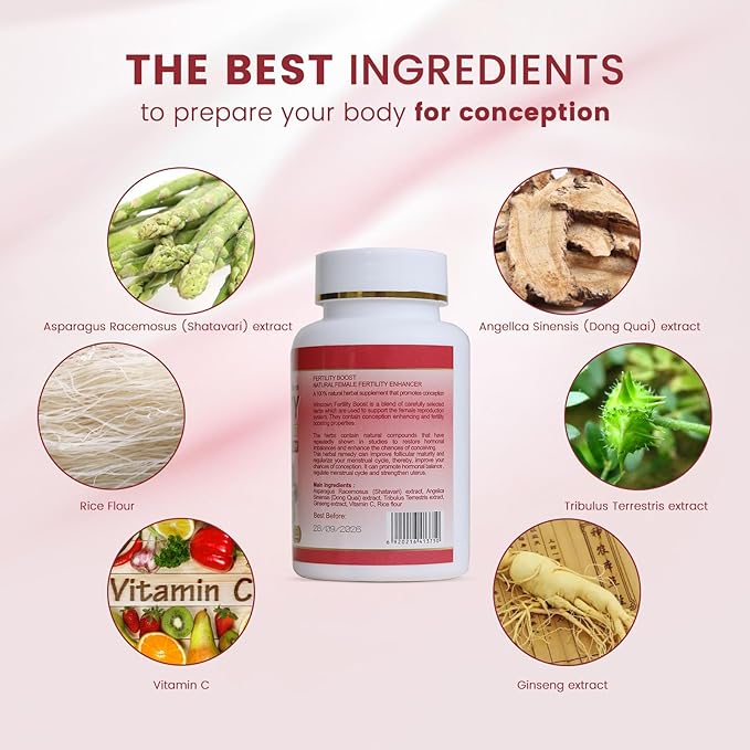 Fertility Tablet for Women with Prenatal Vitamins, Female Fertility Supplement Support Conception and Hormone Balance, 60 Tablets