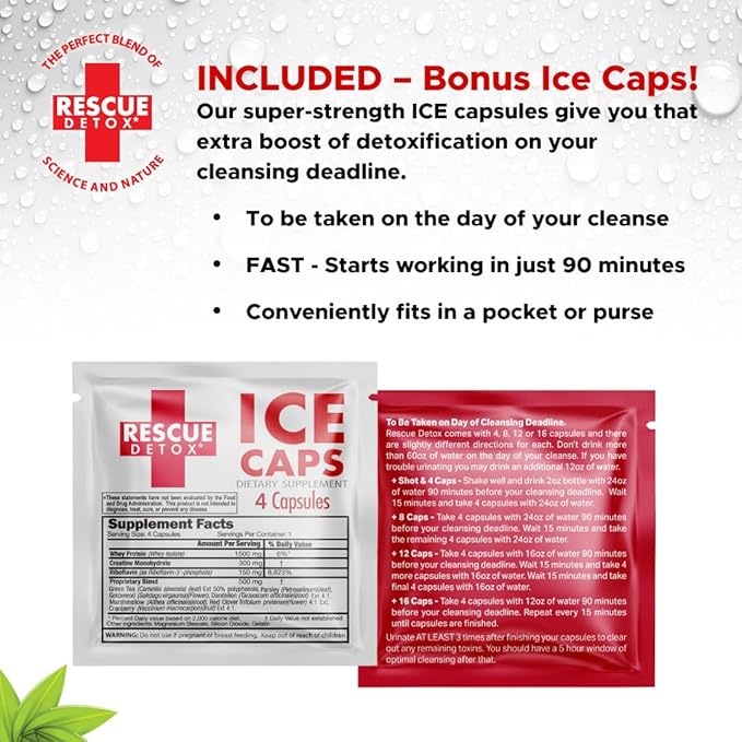 Rescue Detox 5 Day Permanent Detox Kit - 72ct Capsules | Comprehensive Full Body Cleanse with Bonus Instant ICE Caps