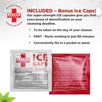Rescue Detox 5 Day Permanent Detox Kit - 72ct Capsules | Comprehensive Full Body Cleanse with Bonus Instant ICE Caps