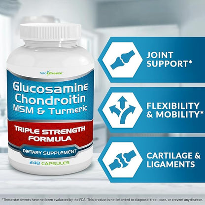 Glucosamine Chondroitin, MSM & Turmeric Dietary Supplement - 248 Capsules