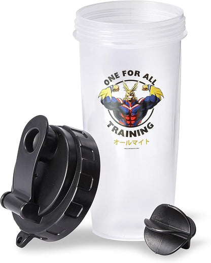 JUST FUNKY My Hero Academia All Might Training Gym Shaker Bottle | Perfect For Protein Shakes, Pre & Post-Workout Blends, & More | Includes Mixing Ball