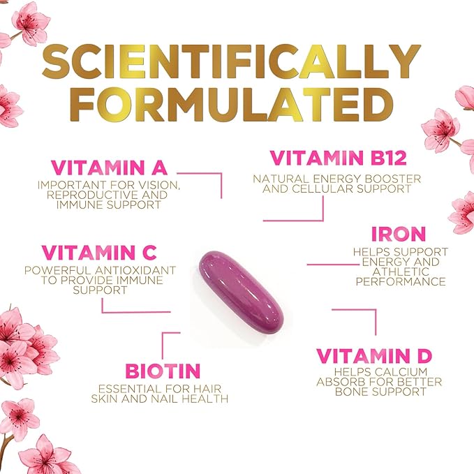 Multivitamin for Women with Iron - Daily Vitamins for Women's Immune Support and Overall Health - Womens Complete Daily Multivitamin with Vitamin A, B, C, D, E, Calcium and Magnesium - 120 Softgels