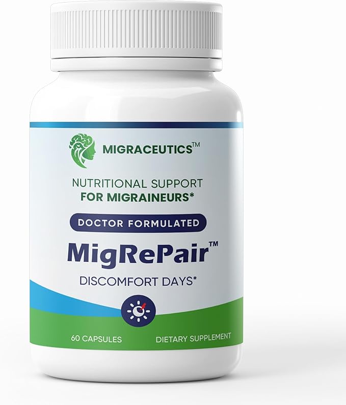 MigRePair | Doctor Formulated Natural Herbal Supplement for Migraine Relief Needs | Supports Relief During Migraine Discomfort (Ictal Phase) with Feverfew | PA-Free Butterbur | Pine bark & Grape Seed