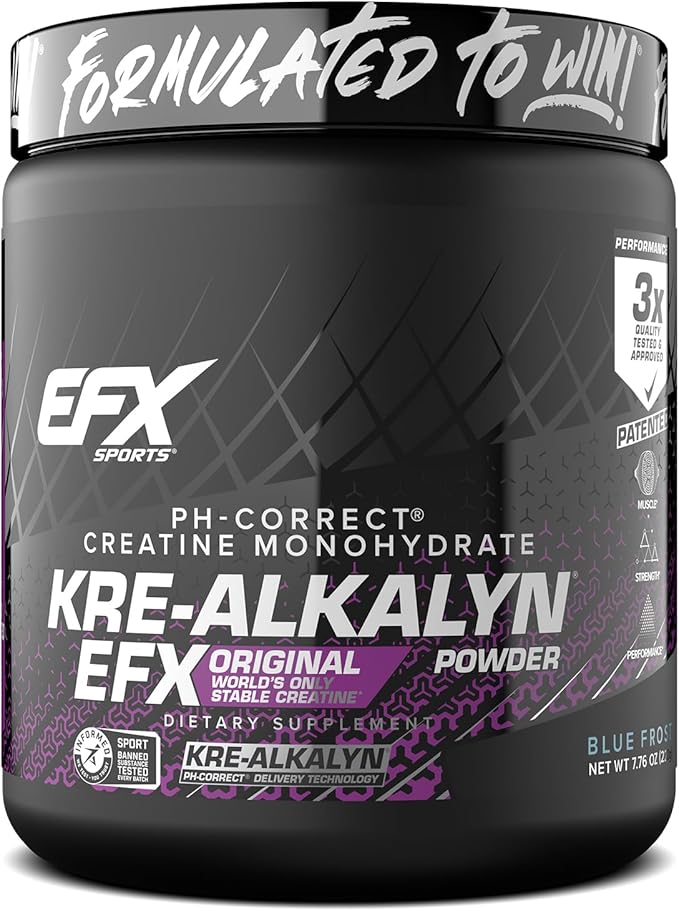 EFX Sports Kre-Alkalyn EFX Powder | pH Correct Creatine Monohydrate Powder Supplement | Strength, Muscle Growth & Performance | 110 Servings (Blue Frost)