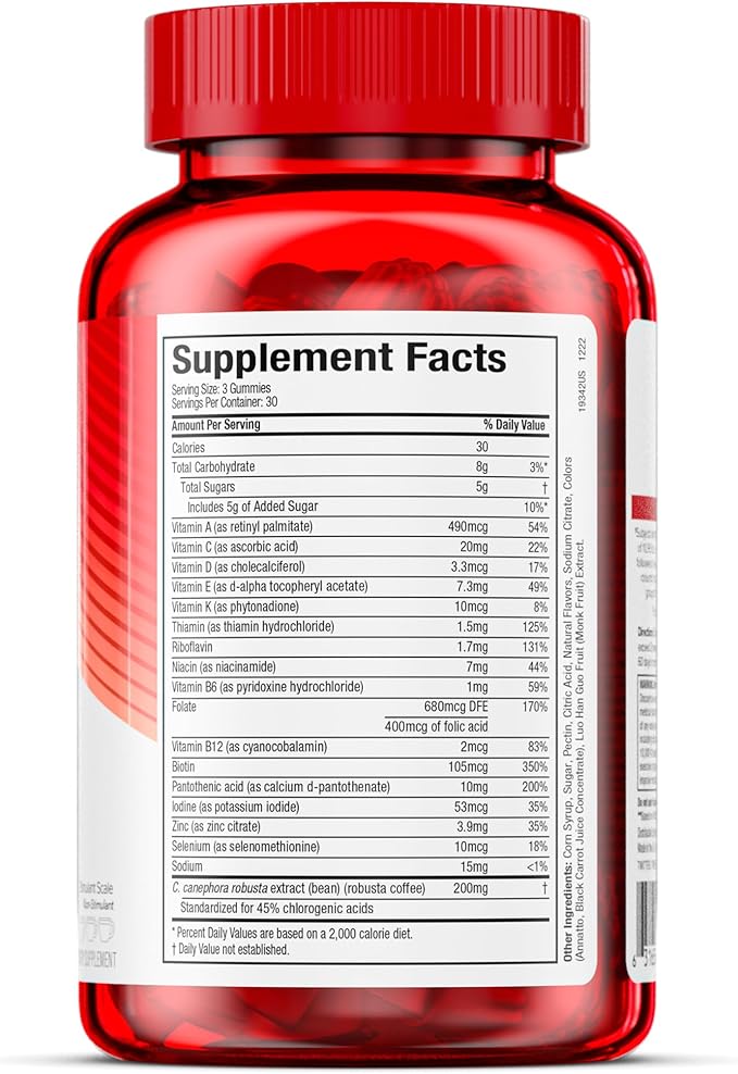 Hydroxycut Gummies - 99% Caffeine Free - Metabolize Carbs, Proteins & Fats - Includes 15 Essential Vitamins & Minerals - for Women & Men