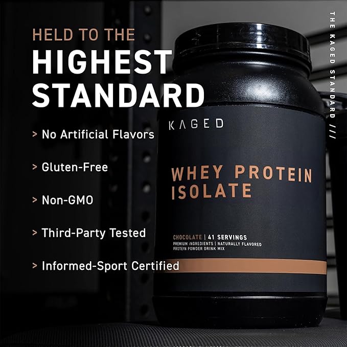 Kaged Whey Protein Isolate Powder | Chocolate | 100% Pure Low Lactose Whey | Post Workout Recovery Drink | Support Muscle-Building | 25g per Serving | Amazing Taste and Easy Mix for Shake | 25 Serving
