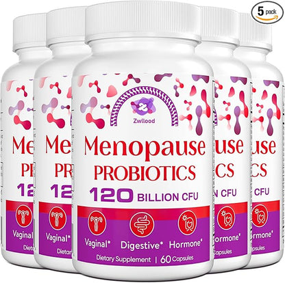 Menopause Supplements for Women, 120 Billion CFU Probiotics for Women, All-Natural Probiotic Supplements for Menopause Hot Flashes, Night Sweats, Mood Swings, Gut and Hormone - 300 Capsules