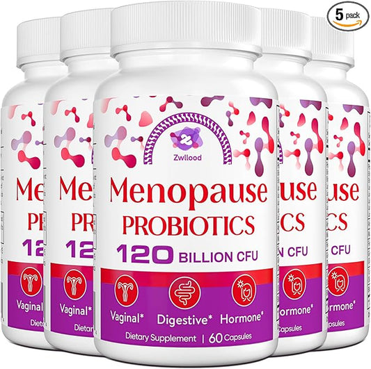 Menopause Supplements for Women, 120 Billion CFU Probiotics for Women, All-Natural Probiotic Supplements for Menopause Hot Flashes, Night Sweats, Mood Swings, Gut and Hormone - 300 Capsules