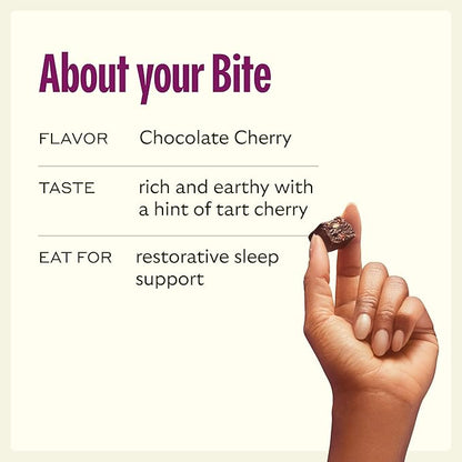 GEM Natural Deep Sleep Aid Nighttime Bite | Melatonin Free, Non-Habit Forming | L-Theanine, Magnesium, Valerian Root Extract | Gluten Free, Soy Free | Earthy Herbal Chocolate Cherry | 28 Servings