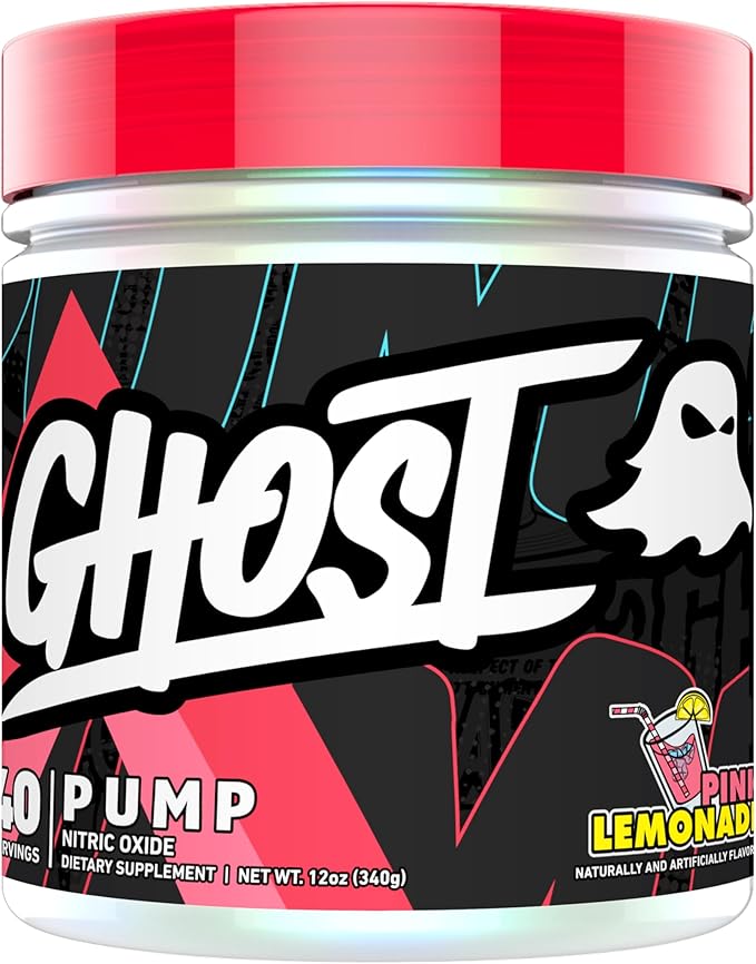 GHOST Pump Nitric Oxide Powder, Pink Lemonade - 40 Servings - Sugar-Free & Stim-Free Pre-Workout Supplements - L-Citrulline, Arginine Nitrate & L-Glutathione - Soy & Gluten-Free, Vegan