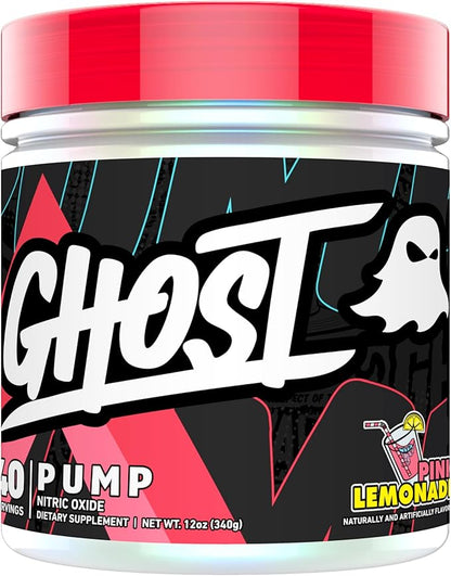 GHOST Pump Nitric Oxide Powder, Pink Lemonade - 40 Servings - Sugar-Free & Stim-Free Pre-Workout Supplements - L-Citrulline, Arginine Nitrate & L-Glutathione - Soy & Gluten-Free, Vegan