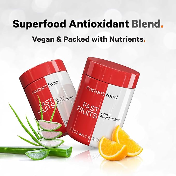 Codeage Instantfood Fast Fruits, Over 15 Fruits Powders Equivalent All-in-One, Vegan Daily Whole Food Vitamins - Berries, Antioxidant Polyphenols & Bioflavonoid Multivitamin, Non-GMO, 90 Capsules