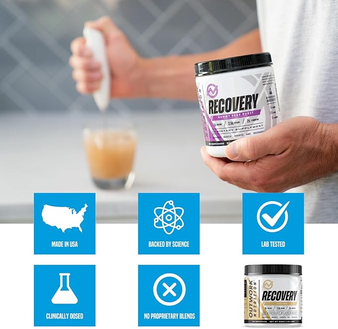 Outwork Nutrition Recovery Supplement, Post Workout Recovery Powder & Muscle Builder for Men and Women, Recharge Muscles After Gym, Backed by Science, 240 Gr (Iced Tea)