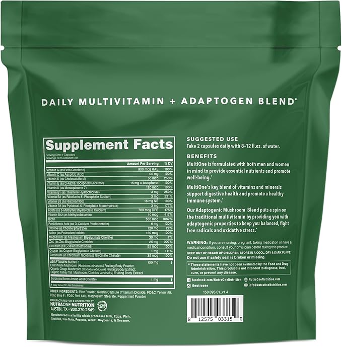 MultiOne Men & Women’s Daily Multivitamin - Essential Nutrients and Minerals for Optimal Health (60 Capsules)