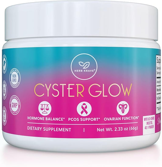 Cyster Glow Premium Myo-Inositol and D-Chiro Inositol Powder PCOS Supplement for Women -Ideal 40:1 Ratio-Hormone Balance, Fertility, Healthy Ovarian Function -Vitamin B8-30 Day Supply