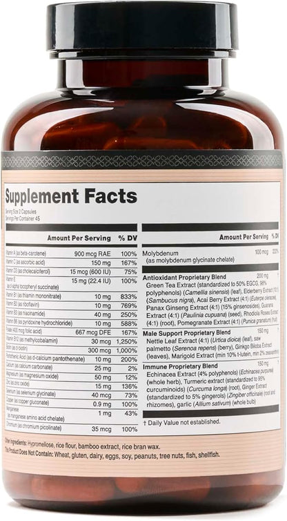 NatureWise Multivitamin for Men - Daily Male Support - Minerals & Herbs for Energy, Performance, Immunity - with Vitamin A, C, D, B-Complex - Soy & Gluten-Free, Non-GMO - 90 Capsules[45-Day Supply]