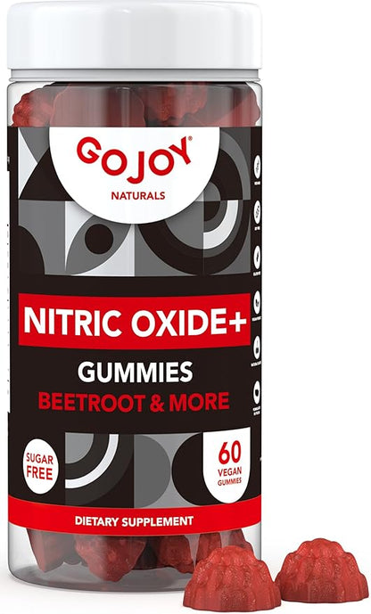 Vegan Sugar Free Nitric Oxide Gummies with Beet Root, L-Citrulline, Hawthorn Berry, Pine Bark - Nitric Oxide Supplements for Men & Women (60 Count)