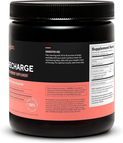 Legion Recharge Post Workout Supplement - All Natural Muscle Builder & Recovery Drink With Creatine Monohydrate. Naturally Sweetened & Flavored, Safe & Healthy. 60 Servings. (Fruit Punch, 60 Servings)