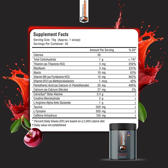 Proven4 Pre Workout Powder for Men and Women with Creatine - Beta Alanine - Caffeine NSF Certified preworkout Energy Supplement Chery Limeade 30 Servings