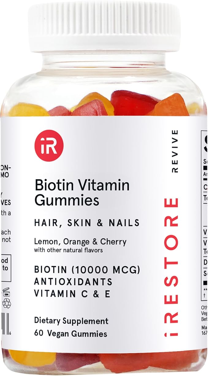 iRestore Hair Gummy Vitamins, Vegan Biotin Gummies for Hair Skin and Nails Gummies, Hair Gummies, Biotin Gummies for Hair Growth Biotin Vitamins Hair Vitamins Gummies for Women & Men, Biotin 10000mcg
