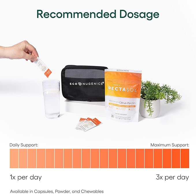 EcoNugenics PectaSol Modified Citrus Pectin – 15 5g Lime Stick Packs – Total-Body Health Supplement to Support Heart,Immune System, Inflammation Response & Aging + Maintain Healthy Galectin-3 Levels
