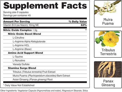 Snap Supplements Nitric Oxide Booster, Support Healthy Blood Pressure, Nitric Oxide Supplements for Men and Women (90 Count)