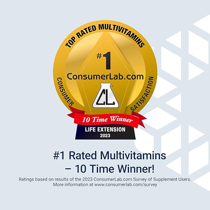 Life Extension Two-Per-Day Multivitamin, Vitamins B, C, D, zinc, Packed with Over 25 Vitamins, Minerals & extracts, Two-Month Supply, Non-GMO, Gluten-Free, 120 Capsules