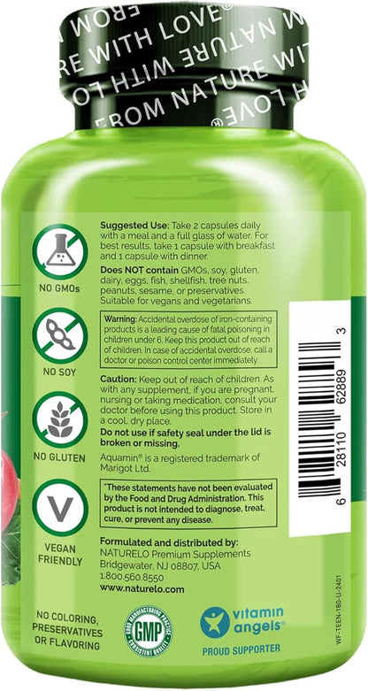 NATURELO Whole Food Multivitamin for Teens - Vitamins and Minerals for Teenage Boys and Girls - Supplement for Active Kids - with Organic Whole Foods - Non-GMO - Vegan & Vegetarian - 180 Capsules