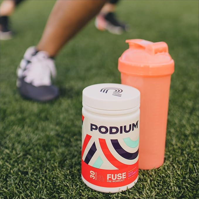 Podium Nutrition, Fuse Pre Workout Powder, Sour Watermelon, 30 Servings, Beta Alanine and Caffeine for Energy, Gluten Free, Soy Free, Dairy Free