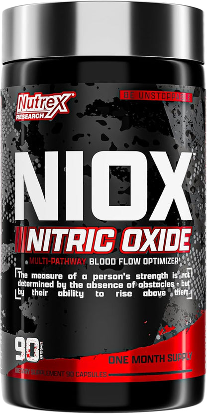 Nutrex Research NIOX Extreme Pumps NO3-T Arginine Nitrate Supplement with Vitamin C and AstraGin - Pre-Workout Booster for Muscle Pump, Vascularity, and Endurance - 90 Capsules
