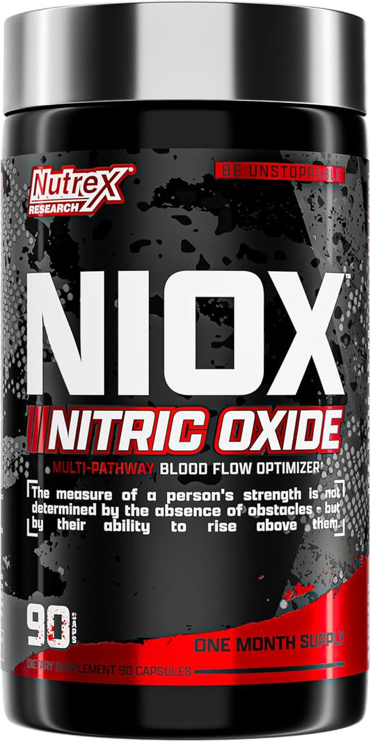 Nutrex Research NIOX Extreme Pumps NO3-T Arginine Nitrate Supplement with Vitamin C and AstraGin - Pre-Workout Booster for Muscle Pump, Vascularity, and Endurance - 90 Capsules
