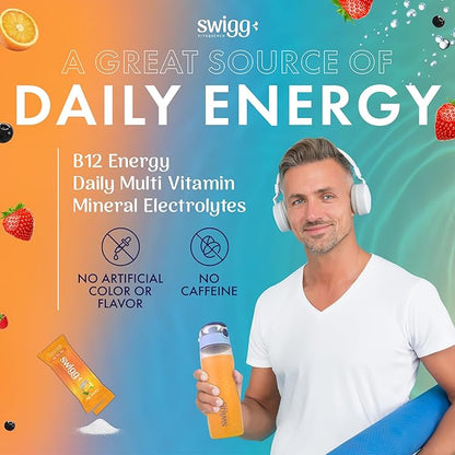 Sugar Free Electrolytes Powder Packets - Hydration Vitamin Water Drink Mix - 2500 mcg B12, C + D + B6, Folate, Iron Zinc + More Essential Elements Daily Multi Vitamins - Hydration Packets Sugar Free