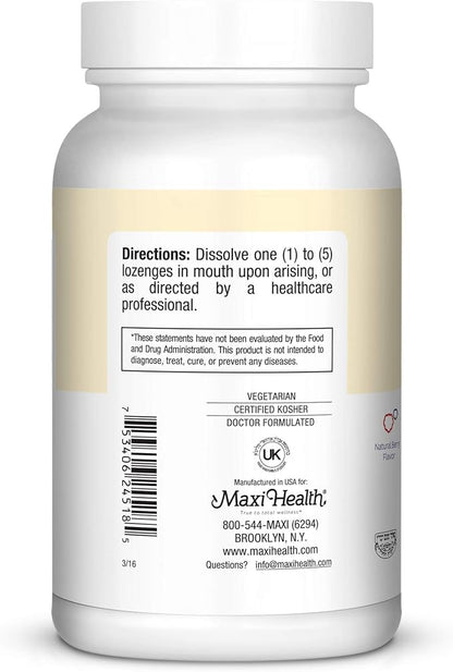 Maxi Health Triple B Lozenges - Vitamin B12 & B6 & Biotin - Strawberry Flavor - 180 Chewies - Kosher