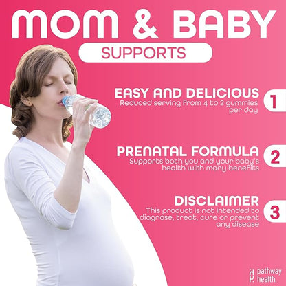 Pathway Health Baby Pump Prenatal Vitamin Gummies - 60 Capsules - Organic Pregnancy Supplements for Women - Gluten Free Multivitamin Prenatals - Prenatal Gummies with Iron, B12 & DHA
