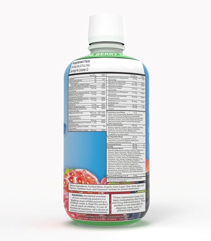 Wellgenix Balanced Essentials Kids Liquid Vitamin - Nutritional Multivitamin for Picky Eaters - Childrens Immune Boost & Overall Health -16oz (Pack of 2)