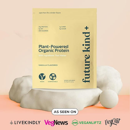 Future Kind Vegan, Vanilla (34srv) - Whey Free Protein Powder for Men and Women Pea Plant Protein for Lean Muscle - Sugar-Free, Soy-Free Non Dairy, w/Iron and Fiber