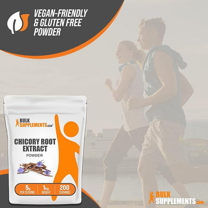 BulkSupplements.com Chicory Extract Powder - Chicory Root Supplement, Chicory Root Powder - Fiber Supplement, Gluten Free, 5g per Serving, 1kg (2.2 lbs) (Pack of 1)