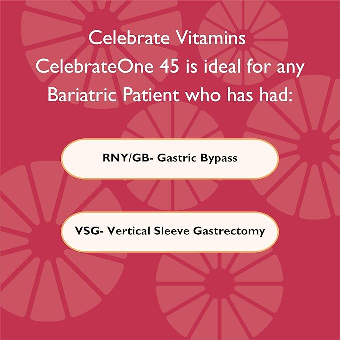 Celebrate Vitamins CelebrateONE 45 Chewables, 45mg Iron - One A Day Bariatric Multivitamin, Essential Vitamins & Minerals - Gastric Bypass & Sleeve Gastrectomy Supplement - Cherry (90 Tablets)