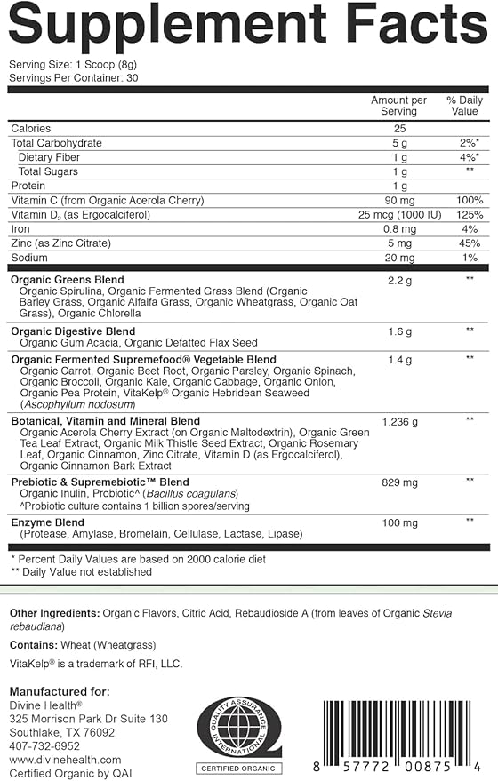 Divine Health Dr. Colbert, MD Superfood Package | 30 Servings of Green Supremefood & Red Supremefood 14 Organic and Fermented Green Vegetables and Grasses | 8 Organic Fruits