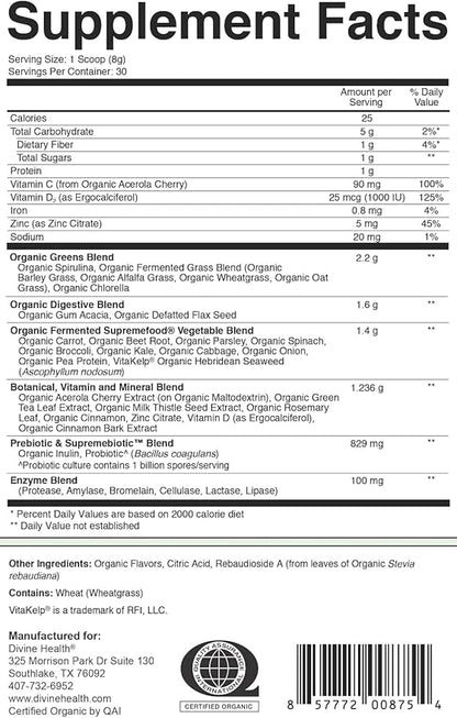 Divine Health Dr. Colbert, MD Superfood Package | 30 Servings of Green Supremefood & Red Supremefood 14 Organic and Fermented Green Vegetables and Grasses | 8 Organic Fruits