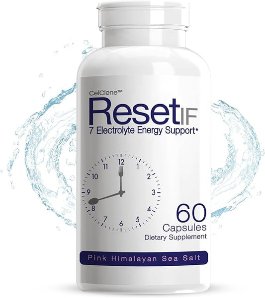 ResetIF Intermittent Fasting, 7 Energy Electrolytes, Methyl B12 and Methyl Folate, Pink Salt, Green Tea & Green Coffee Extracts, B Complex, Zinc, 72 Trace Minerals