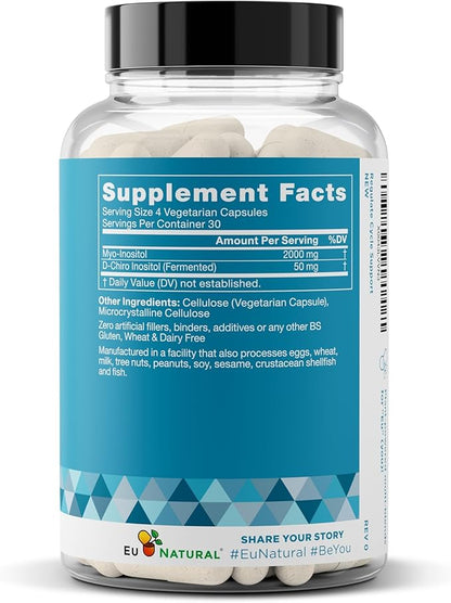 Regulate Cycle Support – Hormone Balance for Women at Optimal 40:1 Myo-Inositol & D-Chiro Inositol – Supplement for Period Consistency, Menstrual & Ovulation Support – 120 Vegan Soft Capsules