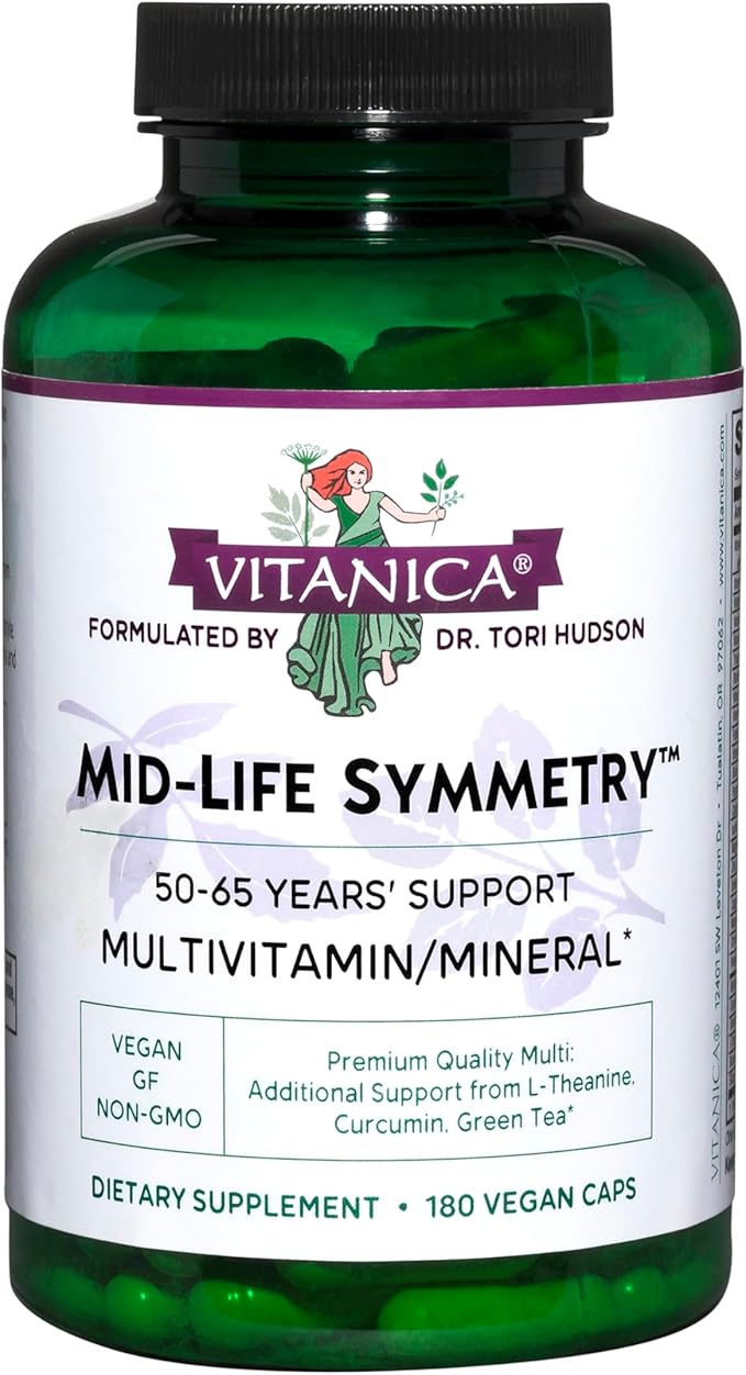 Vitanica - Mid-Life Symmetry, 50-65 High Potency Multivitamin and Mineral, Vegan, 180 Capsules