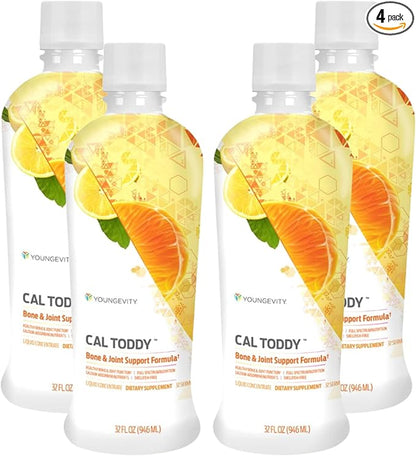 Youngevity CAL Toddy - Calcium (Citrate, Phosphate) Magnesium 1,200mg/600mg - Vitamins D-3, Zinc, Copper, Potassium, Boron and 70+ Trace Mineral Cofactors - Supports Bone Health - 32 Fl Oz (Pack of 4)