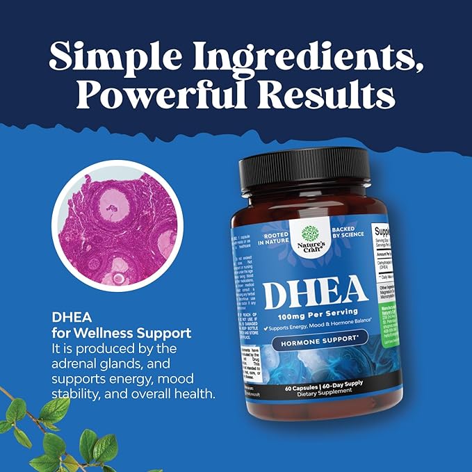 DHEA 100mg for Men and Women - Vegan High Strength DHEA Supplement for Women & Men for Enhanced Energy and Hormone Balance for Women & Men - Men and Womens Hormone Balance Supplement (2 Month Supply)