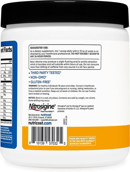 Nutricost Pre-Workout Complex Powder (30 Servings, Peach Mango) - Pre-Workout Supplement with Beta-Alanine, Taurine & Amino Acids