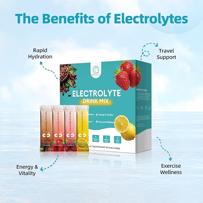 Electrolytes Powder No Sugar & 0 Calorie, Electrolytes Drink Mix, Variety Hydration Packets with Vitamins for Rapid Hydration, Endurance & Energy Support, Non-GMO, Vegan (16 Sticks)