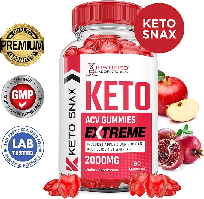 (3 Pack) Keto Snax Keto ACV Gummies Extreme 2000MG Keto Snax Keto Gummies Advanced Formula Apple Cider Vinegar with Pomegranate Beet Juice Powder B12 Vegan Non GMO 180 Gummys